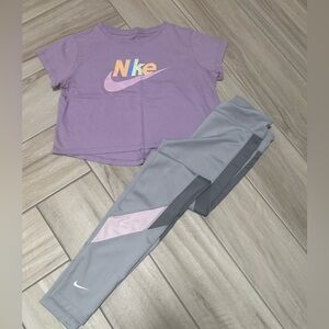 Nike Purple Tee and Gray Leggings Set